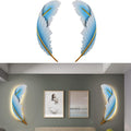Dimmable Wall Lamp Set of 2 LED Wall Mount Light Fixtures Blue Feather Design Mid-Century Modern Feather Wall Lamp for Bedroom Living Dining Room Hallway