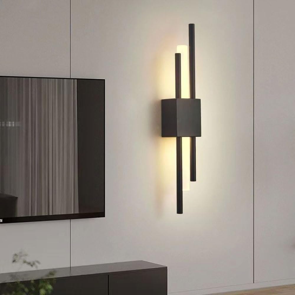 Black LED Linear Wall Light Long Light Sconces Wall Decor Set of 2 Indoor Strip Hallway Wall Lighting Gold Nordic Modern Bedroom Wall Mount Lamp for Bedside Living Room Bathroom
