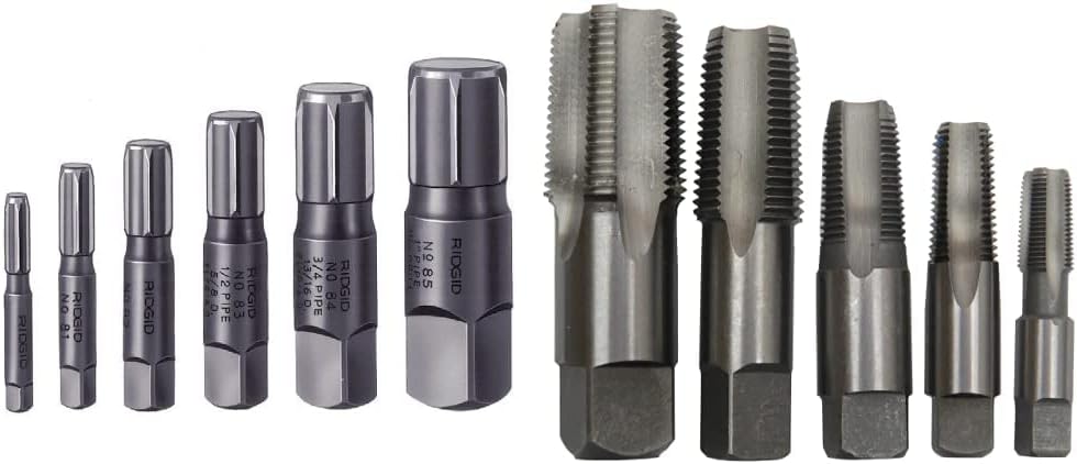 RIDGID Pipe Extractor Set (35685) + Drill America NPT Pipe Tap Set (POUCSNPT5)