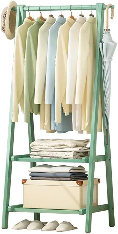 Double Layer Bamboo Clothes Rail with 160cm Hanging Height, Lightweight Foldable Coat Stand, Versatile Garment Rack for Bedroom, Stylish Storage Solution L:66/86/116CM