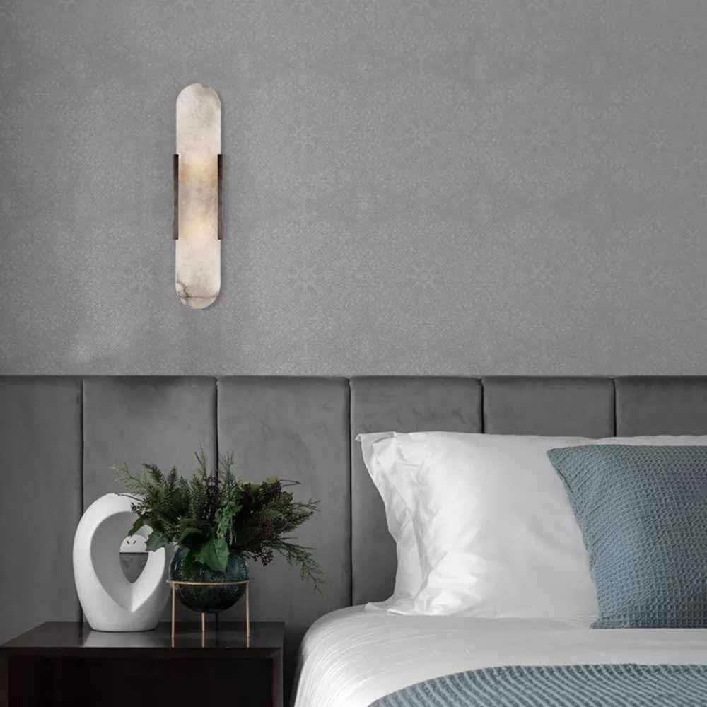 Set of 2 Nordic Modern Marble Wall Sconce Gold/Black Accent Wall Light Fixture Wall Mounted Lamp Contemporary Minimalist Design for Bedroom, Living Room, Hallway Lighting(Black,50CM)