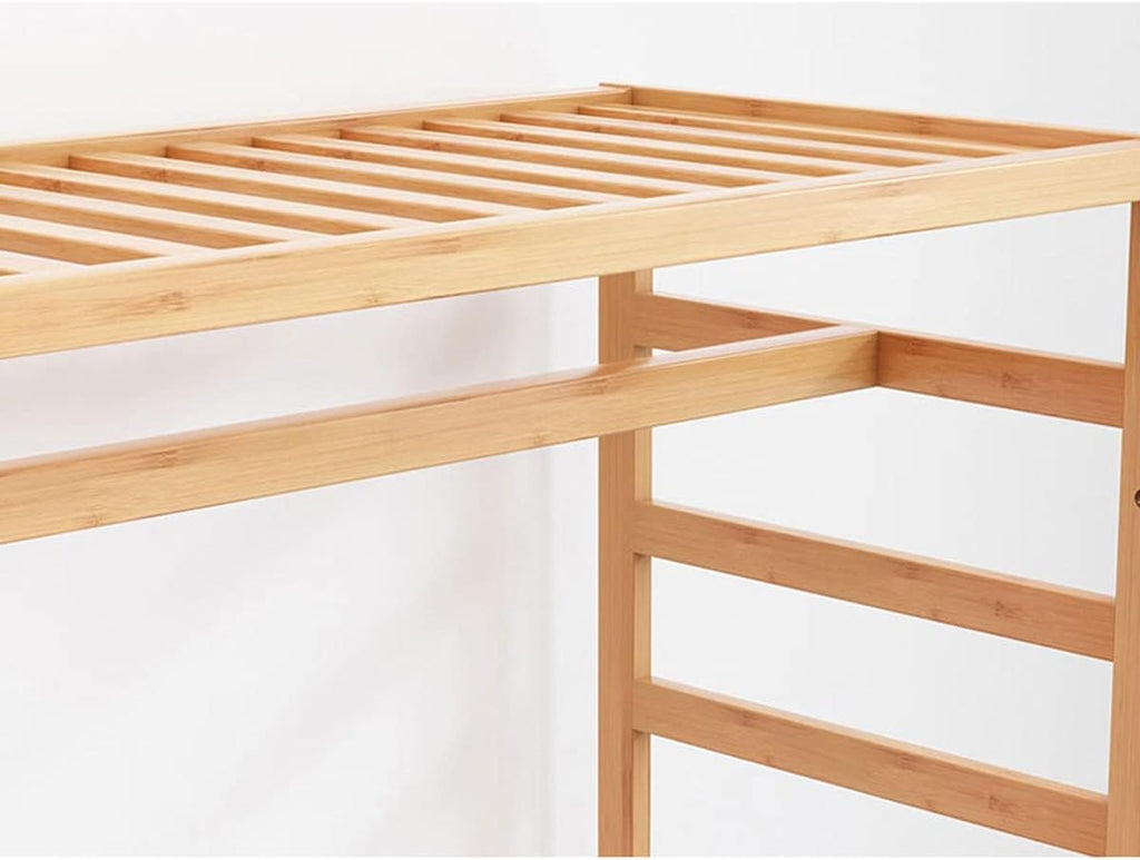 Coat Rack, Bamboo Clothes Rack Open Frame Bamboo Garment Wardrobe Organizer Large Cabinet Hanging Rails With 360°rotation 4 Wheels For Dress Pants Shoes Hats Natural