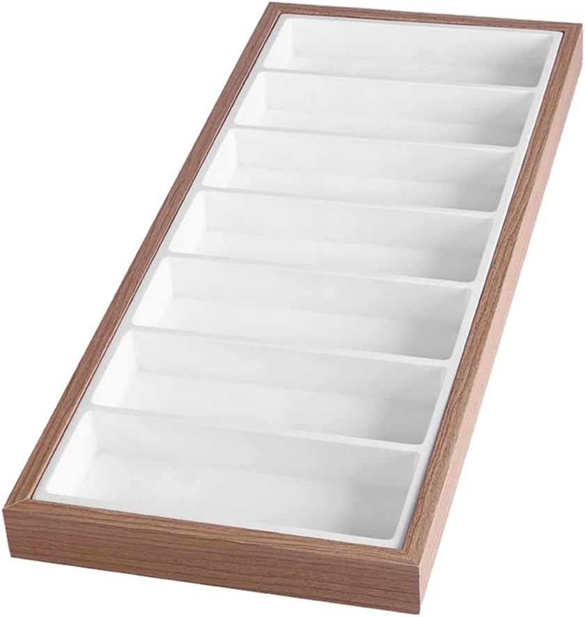 Eyeglasses Stand 7 Grids Glasses Display Tray Sunglasses Necklace Rack Organizer Stand Holder Storage Box for Sales Counter Eyewear Display Rack(White)