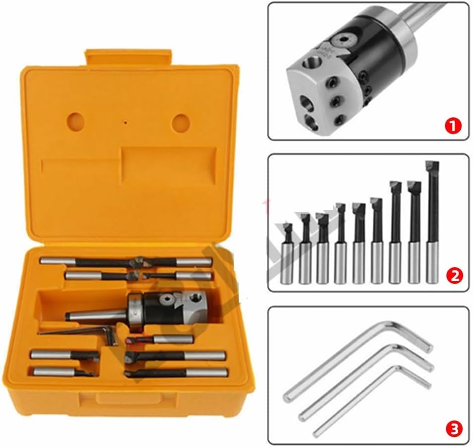 A Set MT2 MT3 MT4 C20 C25 BT30 BT40 NT30 NT40 R8 M10 M12 M16 + F1 2 Inch 50 Boring Head 12mm Boring Bar For Milling Machine Tool(Boring Rod,MT4(M16)-F1-12)