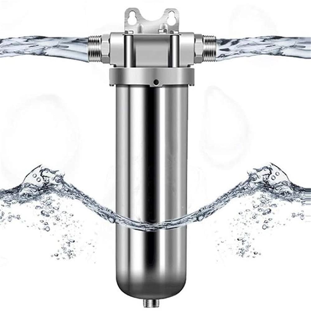 Thread/Clamp DN20 Front Filter SS304 Stainless Steel Water Tap Pipe Central Water Purifier Pre-filter with Drain Outlet - (Thread Specification: 10inch ScrewThread)