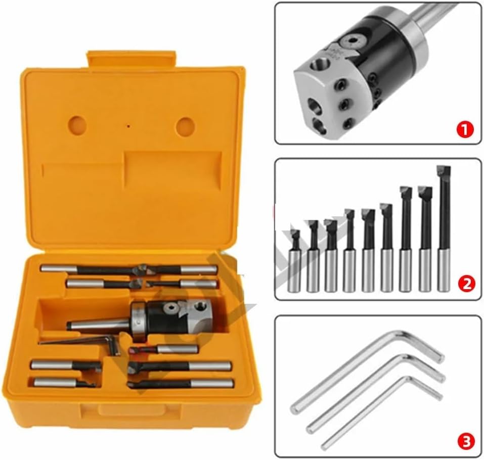 A Set MT2 MT3 MT4 C20 C25 BT30 BT40 NT30 NT40 R8 M10 M12 M16 + F1 2 Inch 50 Boring Head 12mm Boring Bar For Milling Machine Tool(Boring Rod,C20-F1-12)