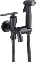 Bathroom Stainless Steel Faucet Toilet Cleaning Kit Pipe Sprayer Household Double Tap Accessories-Black