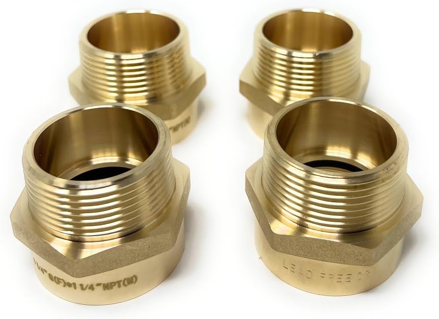 G Thread (British BSPP) Female to NPT Thread Male Pipe Fitting Adapter - Lead-Free (1 1/4' x 1 1/4' (4 Pieces))