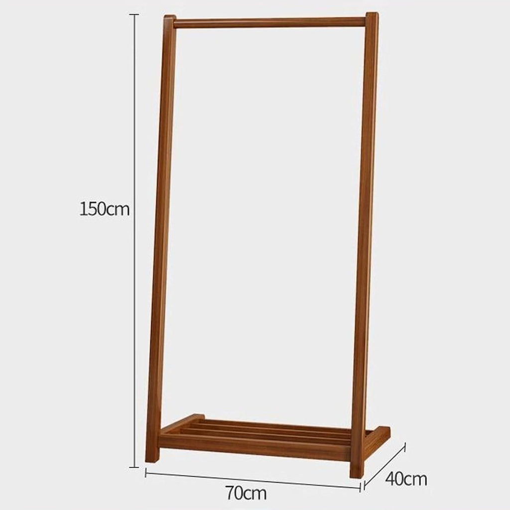 Bamboo Clothing Rack L-shape Coat Rack with Storage Shelves, Free Standing Clothes Hanging Rail Garment Rack for Entryway Bedroom Living Room