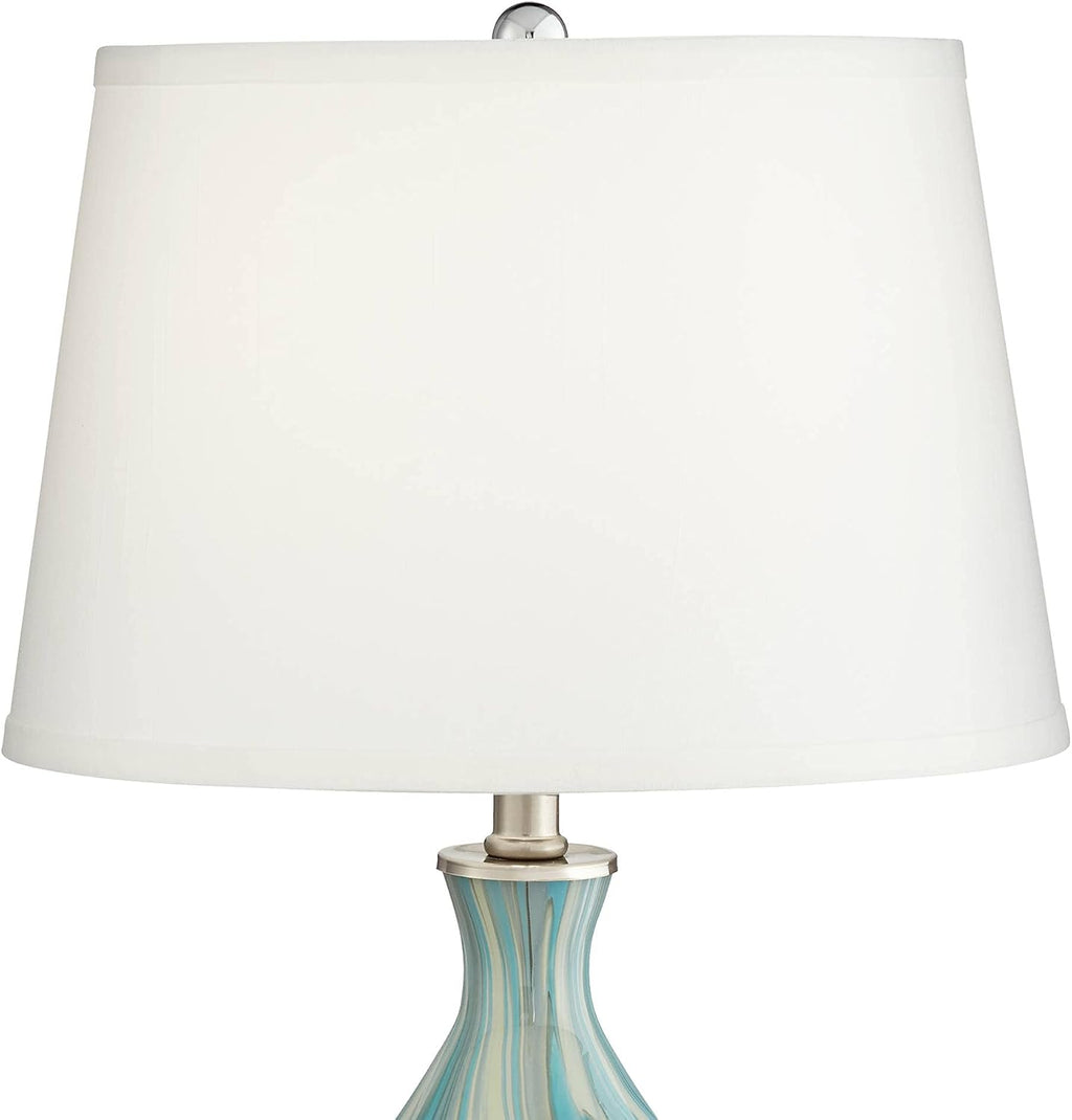 360 Lighting Cirrus 22' High Vase Small Modern Coastal Accent Table Lamps Set of 2 Blue Gray Handcrafted Art Glass White Shade Living Room Bedroom Bedside Nightstand House (Colors May Vary)