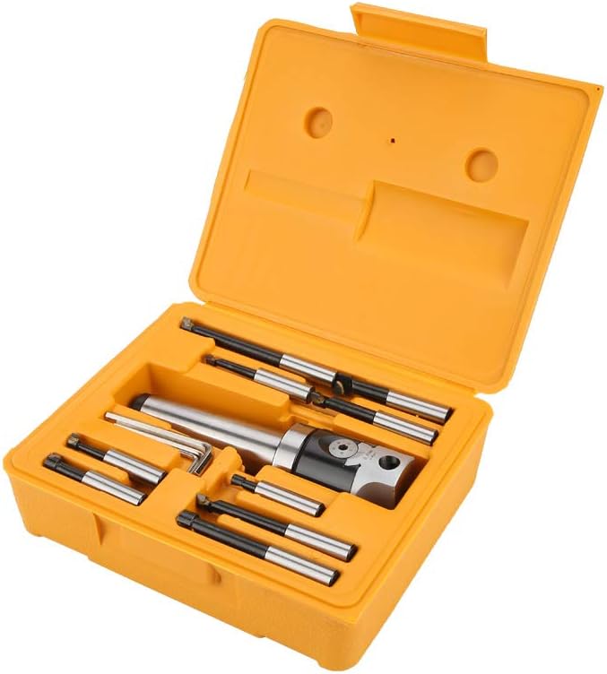 Taper Shank Cutter, Steel Arbor Adapter Taper Shank, Boring Head Arbor Adapter with 9 pcs 12 mm Boring Bar Set, CNC Milling Tools for Hole Cutting