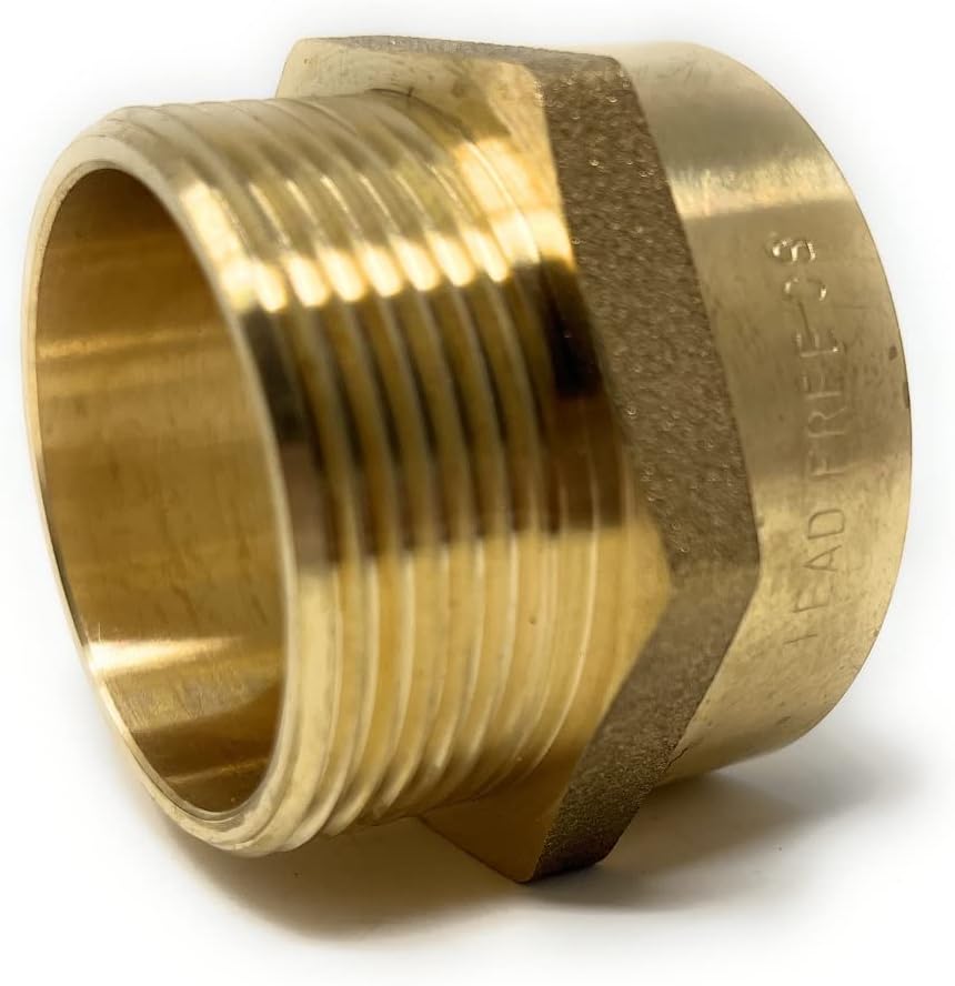 Cascada Lead-Free Brass Adapter, G Thread British BSPP Male to NPT Female (1 1/2' x 1 1/2' (4 Pieces))