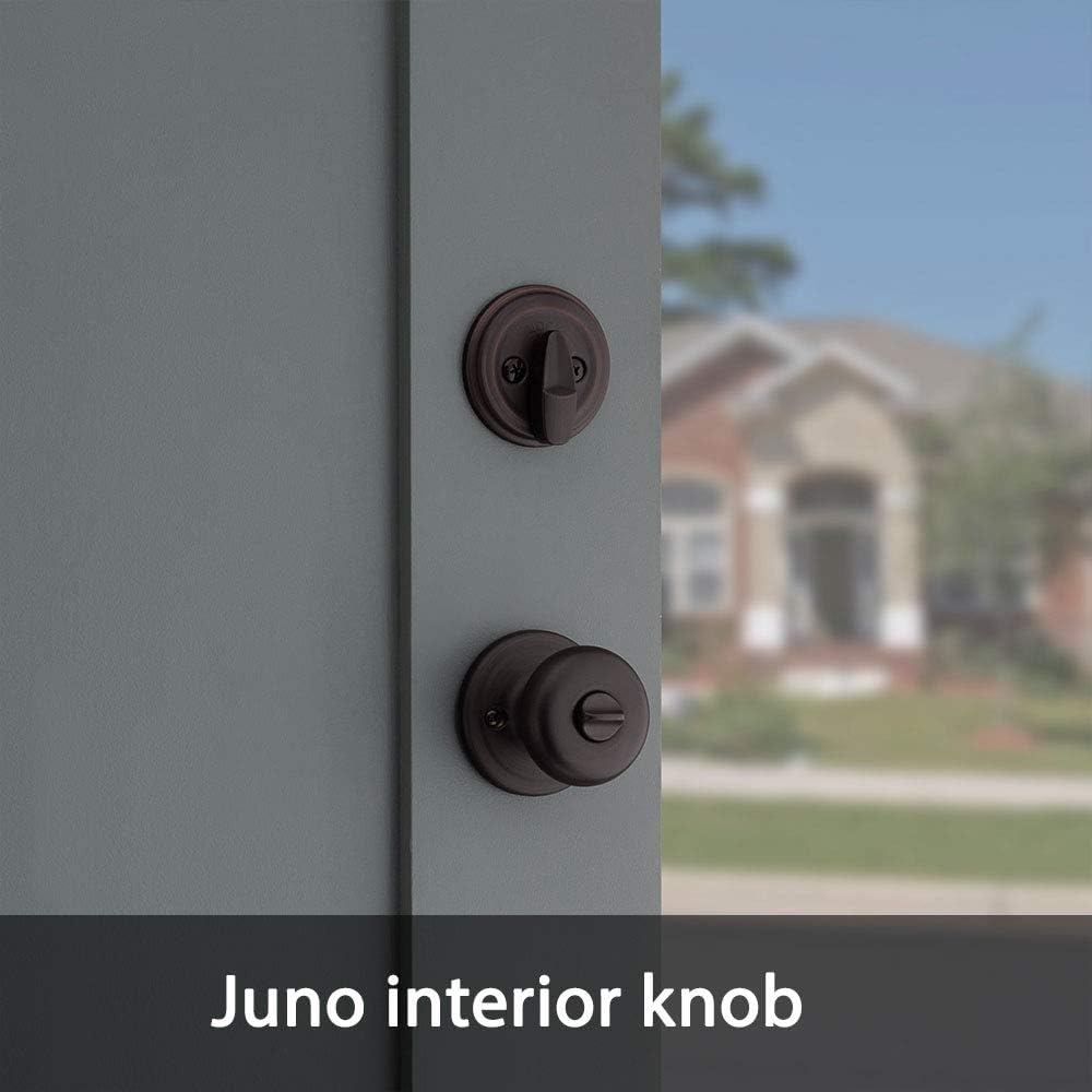 Kwikset Montara Front Door Lock Handle and Deadbolt Set, Entry Handleset Exterior with Interior Door Knob, Venetian Bronze, Pick Resistant SmartKey Rekey Deadbolt Security