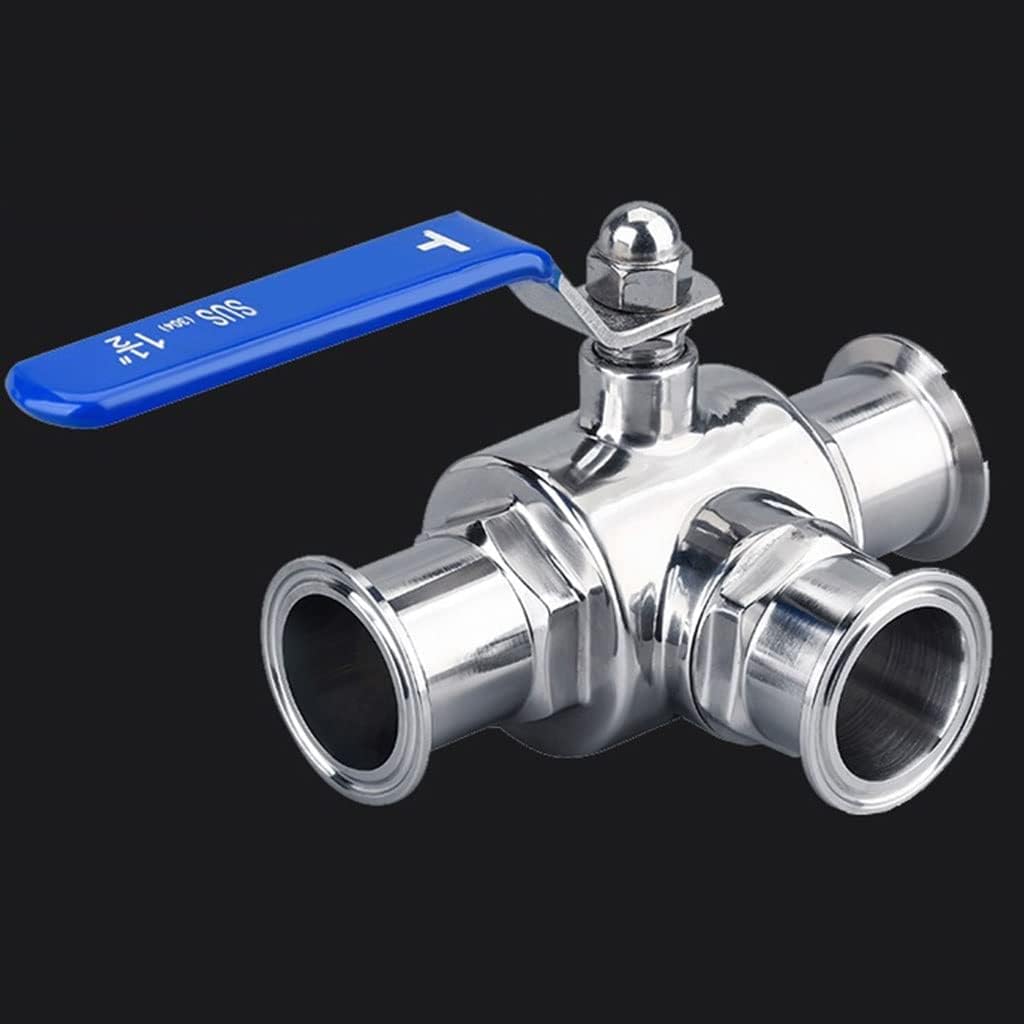 Garden Tap Connector Water Pipe Connectors, Stainless Steel Three-Way Ball Valve,T-Type L-Type OD 50.5mm 64mm Tri Clamp Ferrule Sanitary Ball Valve for Food Liquids Oil Gase(Ttype 304 45mm)