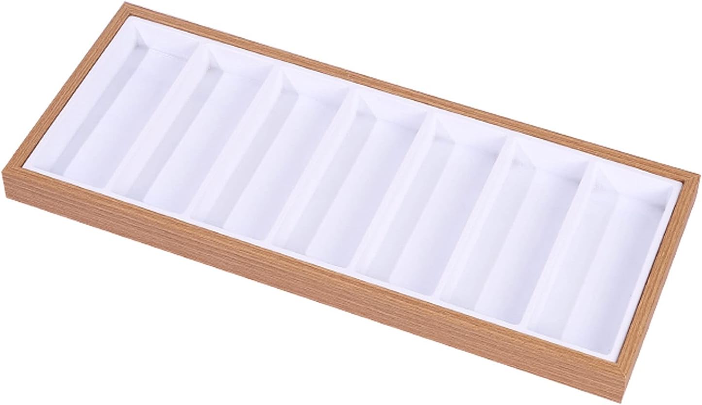 Eyeglass Displays Wooden 7/12/18 Compartments Eyeglass Display Organizer Open Top Eyeglasses Sunglass Storage Case Box Eyewear Tray Stand Display Risers(S), Small