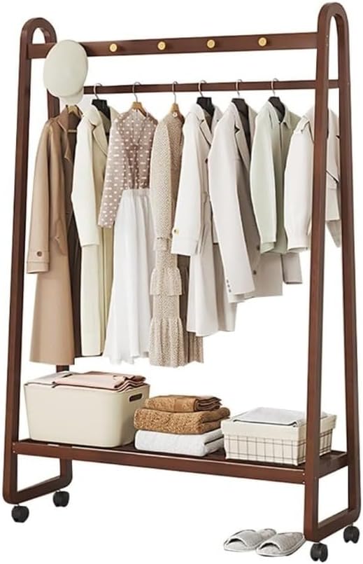 Slide Out Pants Rack Closet Hanger Bar Pull Trousers Tie Belts Scarf Racks Top Mounted Wardrobe Clothes for Closet Retractable,Bamboo Garment Rack Freestanding Clothes Hanging Rack Bamboo Co