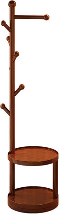 Bamboo Clothing Rack Corner Coat Rack with Hanger Hooks and 2-Tier Storage Shelves, Stand Hall Trees Free Standing Clothes Hanging Rail Garment Rack for Entryway Bedroom Living Room