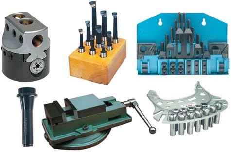 TTC Milling Machine Accessory Tooling Package with Boring Head, R8 Shank, Boring Bar set, Vise, Clamping Kit & R8 Collet Set