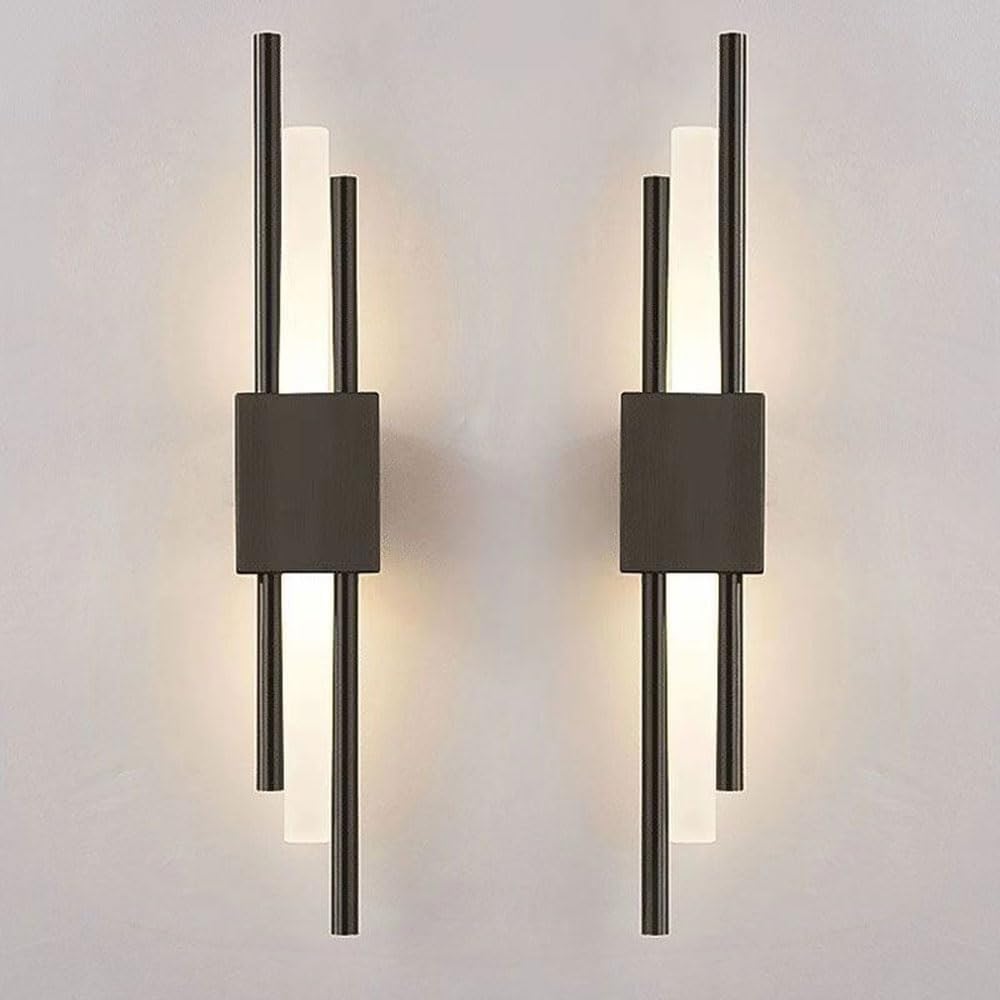 Black LED Linear Wall Light Long Light Sconces Wall Decor Set of 2 Indoor Strip Hallway Wall Lighting Gold Nordic Modern Bedroom Wall Mount Lamp for Bedside Living Room Bathroom
