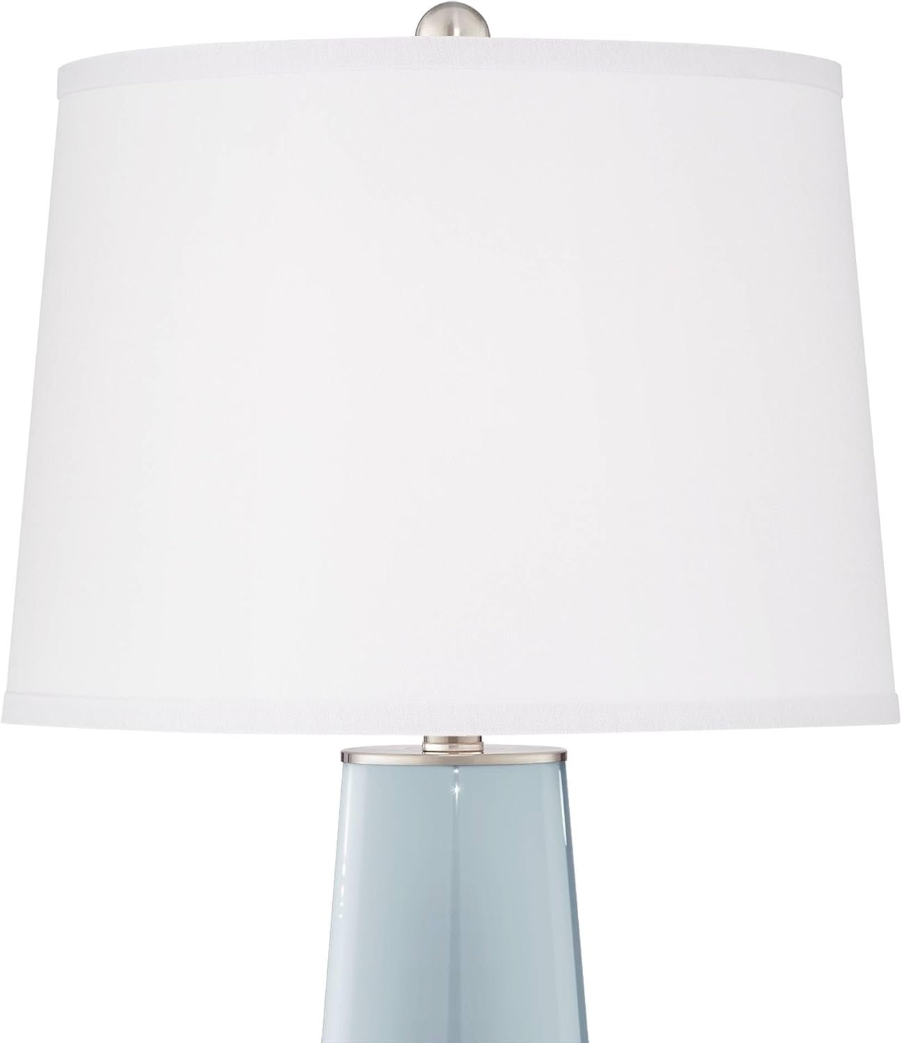 Color + Plus Leo 29 1/2' Tall Cylinder Modern Coastal End Table Lamps Set of 2 Take Five Blue Brushed Nickel Finish Glass White Shade Living Room Bedroom Bedside Nightstand House Office Home Reading