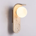 Wall Mounted Reading Lamp Home Decor Living Room Wall Mount Sconce Set of 2 G9 Wall Decor Yellow Travertine Stone Wall Mount Lamp Bedroom Wall Light Fixtures with Glass Ball