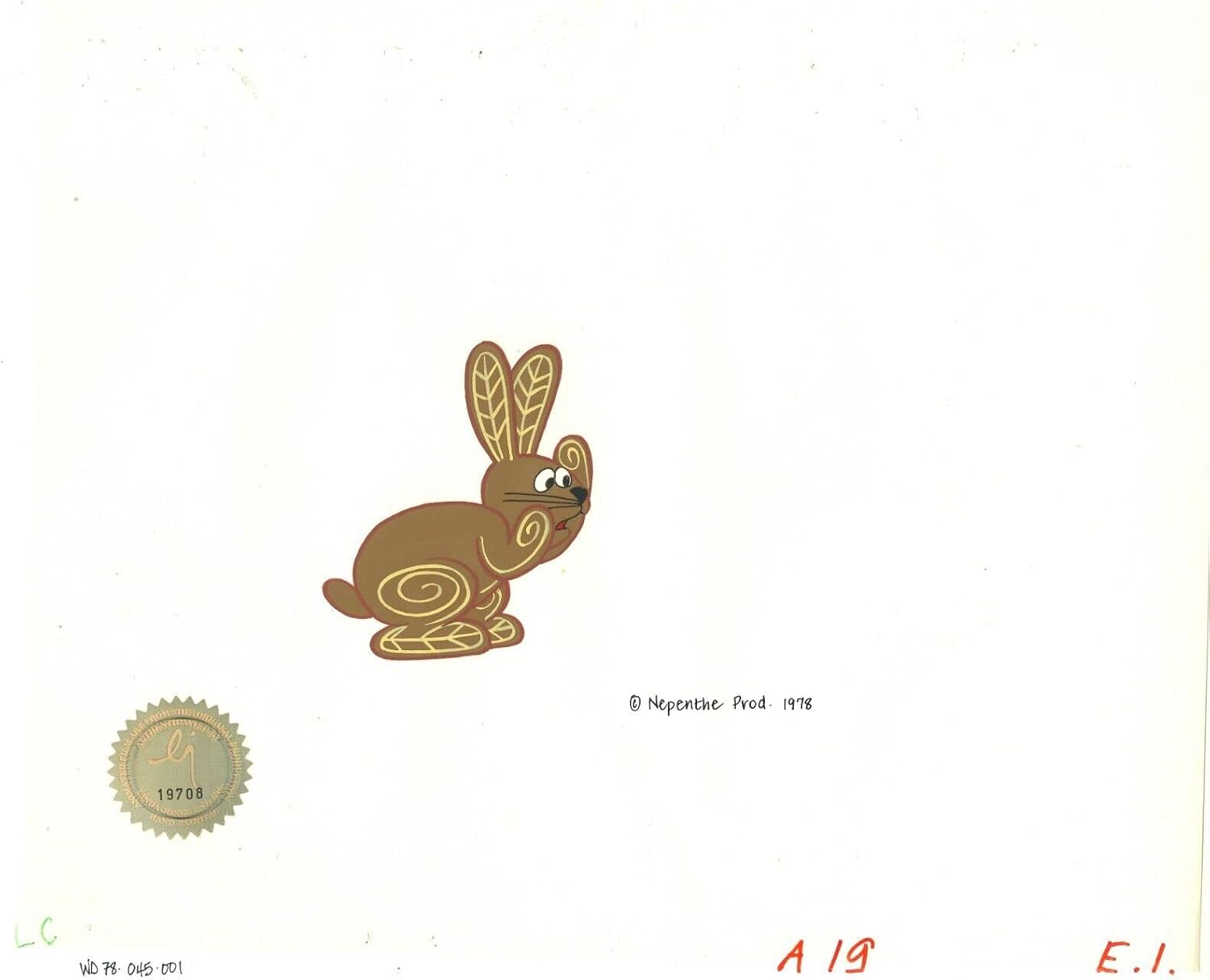 Watership Down Opening Fable El-ahrairah 1978 Production Animation Cel with LJE Seal and COA 045-001
