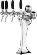 4 Taps Stainless Steel Tower, Pipe Tower Kegerator, with LED Beer Labels, Electroplating Surface (Gold/Sliver),Silver