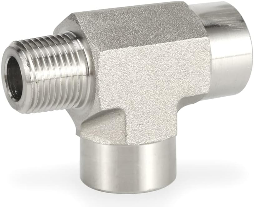 Hose Adapter,Tap Connector,NPT BSP to Male 1/8 1/4 3/8 1/2 3/4 1 inch 3000psig BSPT 316 Stainless Steel Pipe Fitting Connector-Female Street Tee(Female 1,Pipe Thread - NPT)