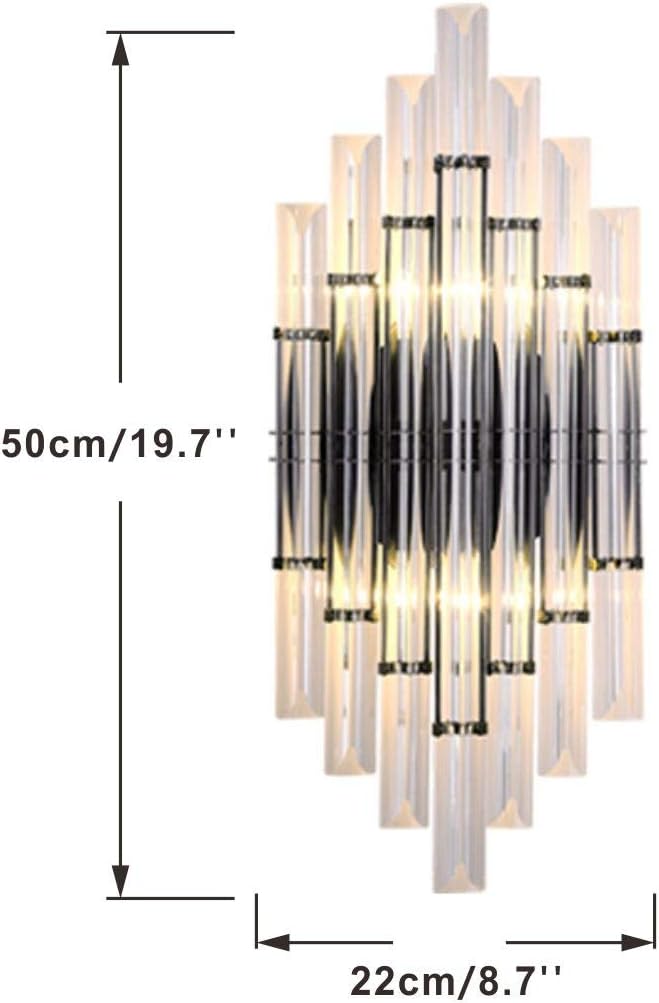 KCO Lighting Modern Crystal Wall Sconce Set of 2 Elegant Wall Mounted Light Fixture Black Metal Wall Lamp with Clear Crystal for Bedroom Living Dining Room (Black-2PC)