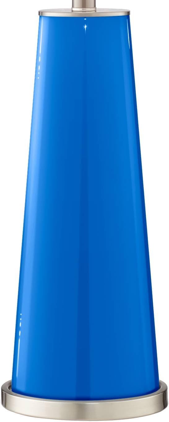 Color + Plus Leo Modern Table Lamps 29 1/2' Tall Set of 2 Royal Blue Glass Tapered Column Plain White Drum Shade Decor for Bedroom Living Room House Home Bedside Nightstand Office Family