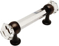 Cosmas 10 Pack 6393ORB-C Oil Rubbed Bronze with Clear Glass Cabinet Handle Pull - 3' Inch (76mm) Hole Centers