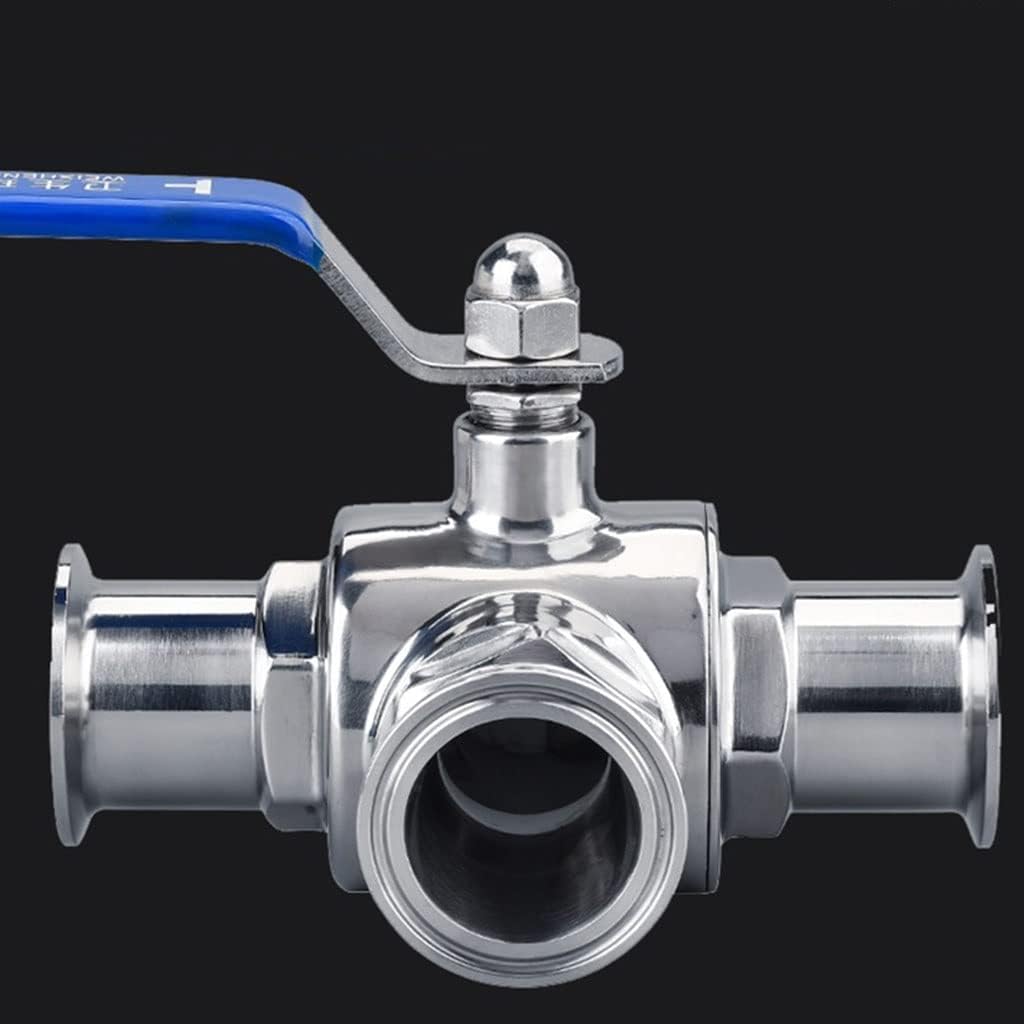 Garden Tap Connector Water Pipe Connectors, Stainless Steel Three-Way Ball Valve,T-Type L-Type OD 50.5mm 64mm Tri Clamp Ferrule Sanitary Ball Valve for Food Liquids Oil Gase(Ttype 316 19mm)