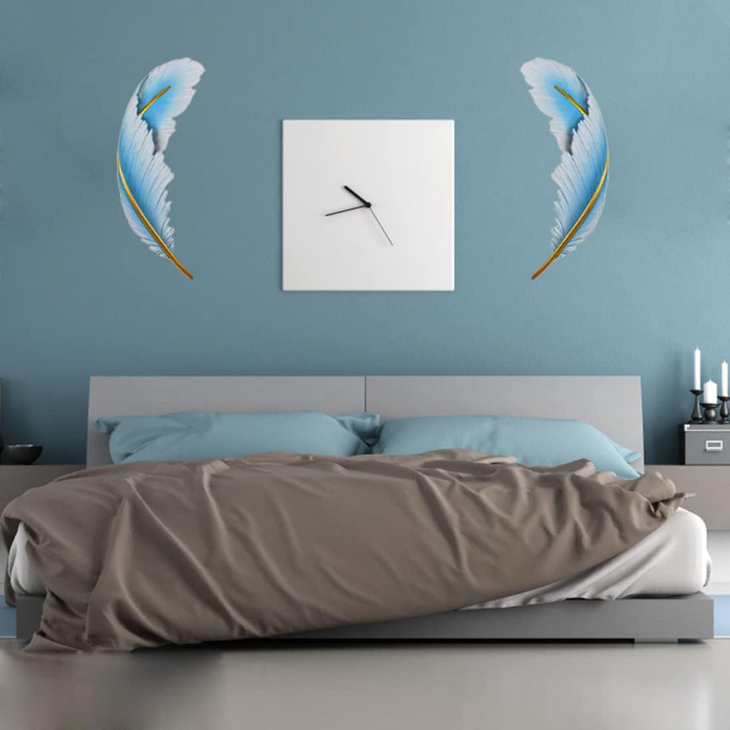Dimmable Wall Lamp Set of 2 LED Wall Mount Light Fixtures Blue Feather Design Mid-Century Modern Feather Wall Lamp for Bedroom Living Dining Room Hallway