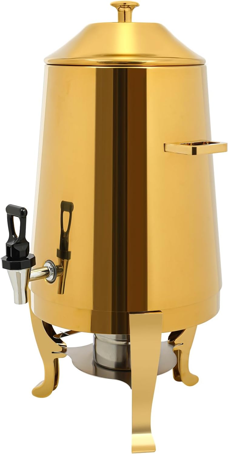 13L Coffee Urn and Hot Beverage Dispenser With Fuel Holder, 3.4 Gallon Stainless Steel Drink Dispenser for Hot Drinks, Hot Water Urn for Catering (Gold)