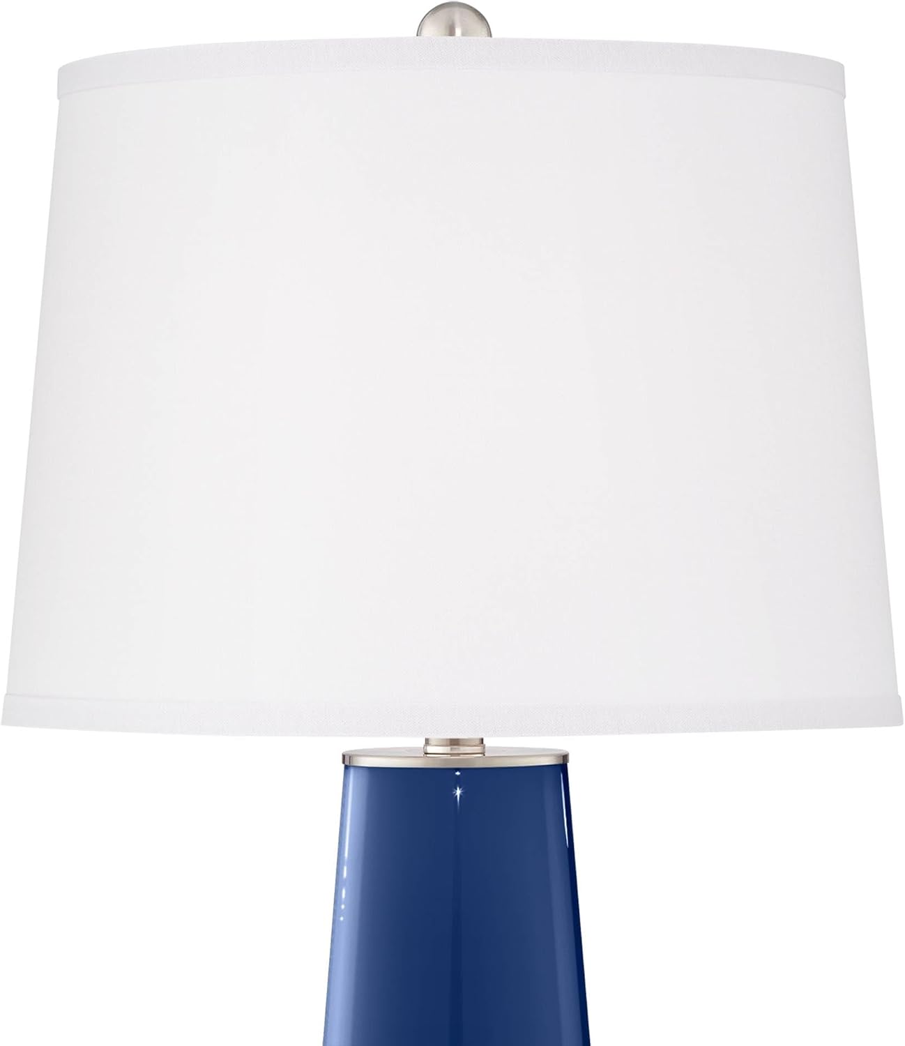 Color + Plus Leo Modern Table Lamps 29 1/2' Tall Set of 2 Monaco Blue Glass Tapered Column Plain White Drum Shade Decor for Bedroom Living Room House Home Bedside Nightstand Office Family