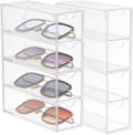 Eyeglasses Stand 4 Layers Large Glasses Organizer Box Glasses Storage Box Multifunctional Stackable Display Holder Reusable Acrylic Cosmetics Eyewear Display Rack