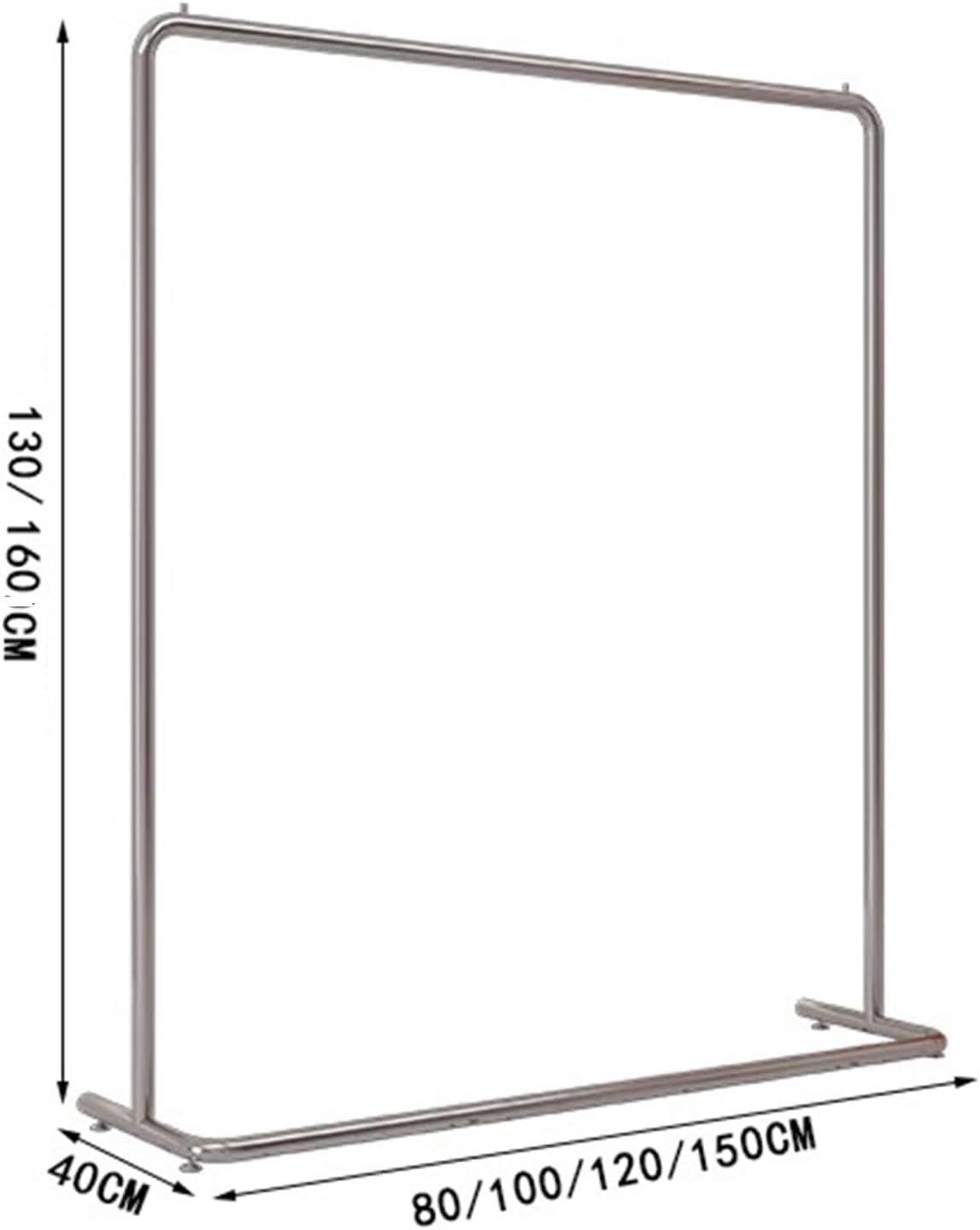 Garment Rack Heavy Duty Clothes Rail With U-shaped Base, Silver Stainless Steel Clothing Rack For Hanging And Displaying Clothes, Single Rod Coat Rack For Bedrooms And Boutiques(Size:100X40X130CM)