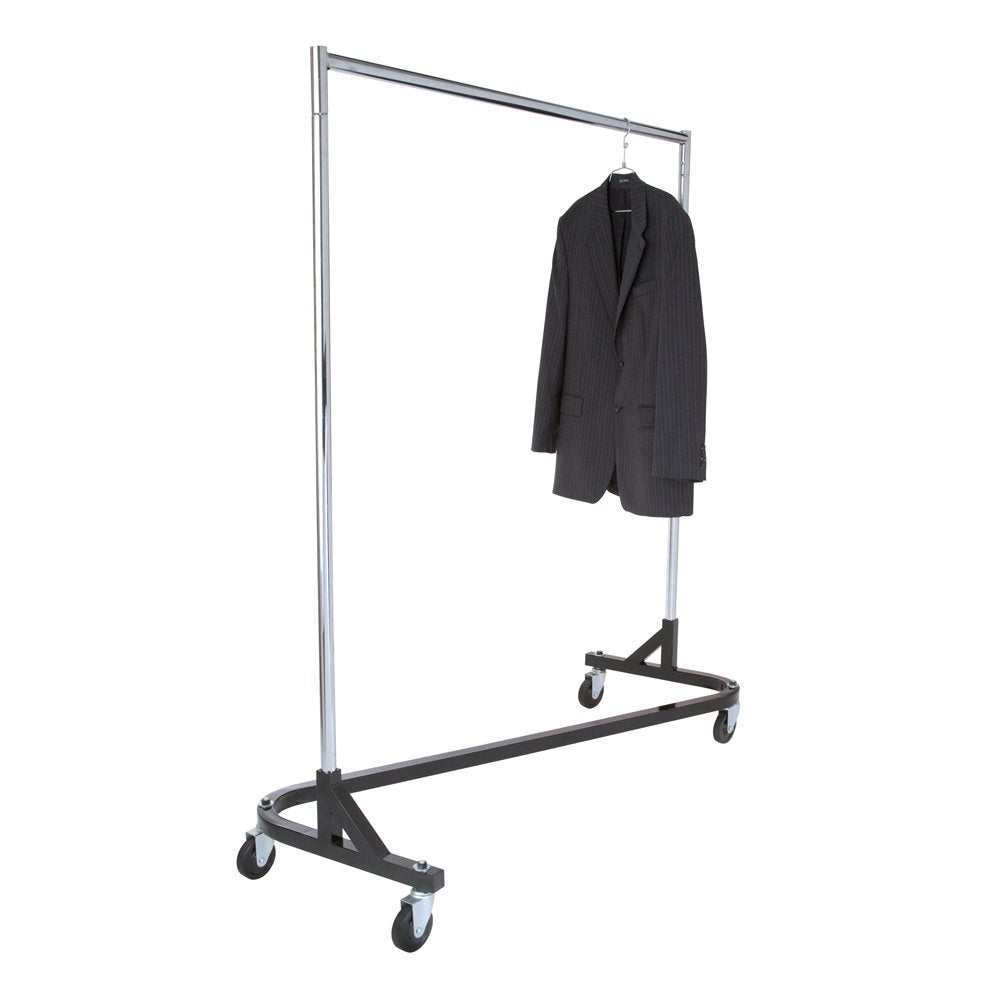 Econoco Commercial Garment Rack (Z Rack) - Rolling Clothes Rack, Z Rack With KD Construction With Durable Square Tubing, Commercial Grade Clothing Rack, Heavy Duty Chrome Commercial Garment Rack - Bla