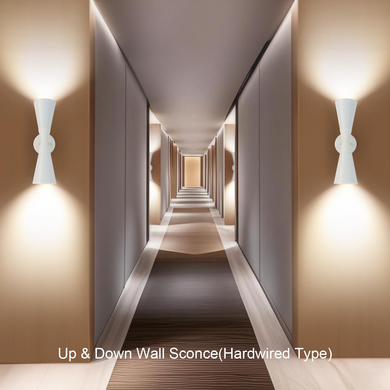 Modern Indoor Wall Sconces Set of 2, Up and Down White Wall Sconces, Mid Century Indoor Wall Light Fixture, Hardwired Wall Mounted Lamp for Living Room, Bathroom, Bedroom, Hallway, 18inches