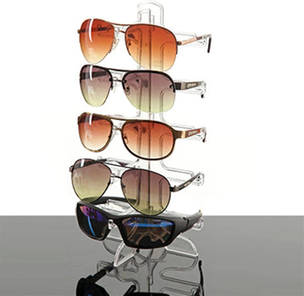 Eyeglass Displays 1PCS Plastic Sunglasses Rack 4 Pairs Eyewear Glasses Holder Organizer Storage Display Stand New Display Risers(Green)