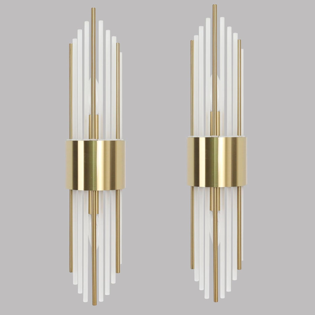 2-Light Modern Crystal Wall Sconces Titanium Gold Vanity Wall Light with Frosted Glass Luxury Set of 2 Wall Light Fixtures for Bedroom Living Room Dining Room Vanity Mirror Light