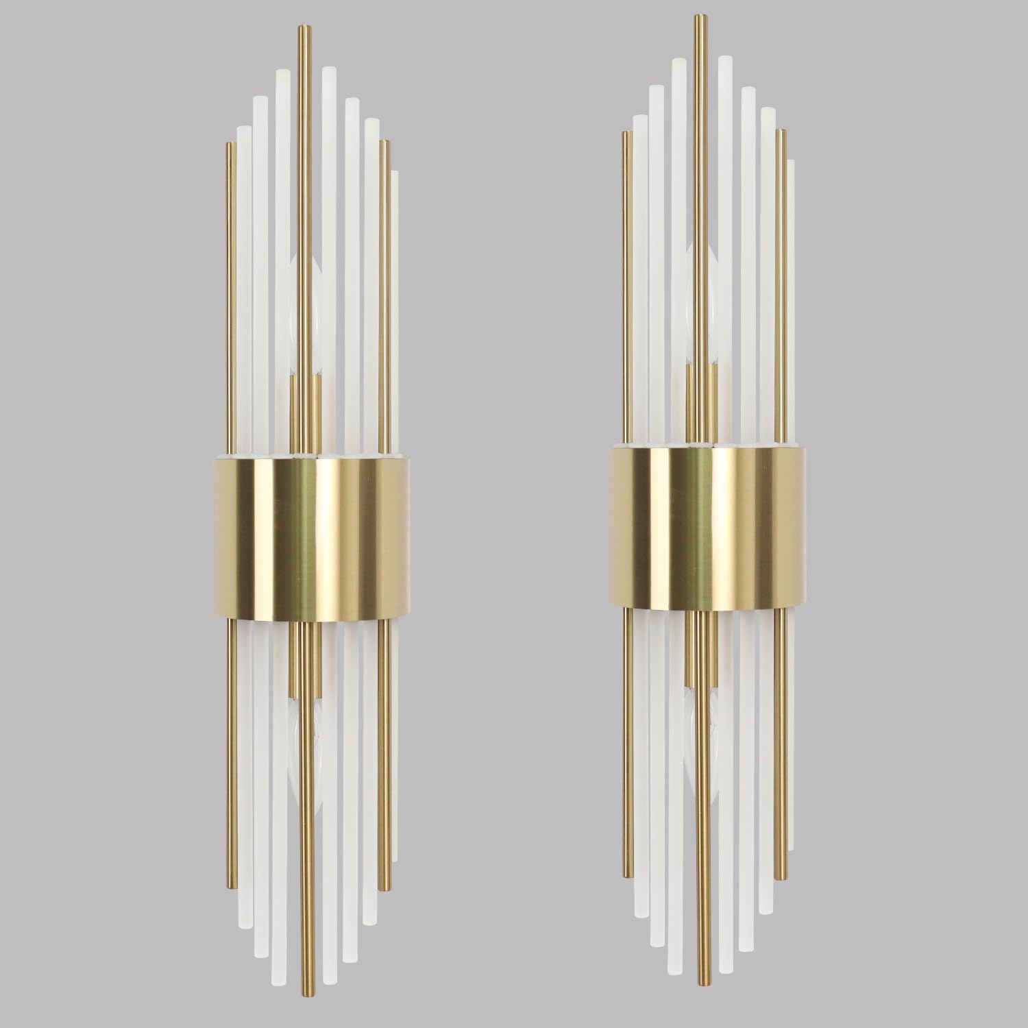 2-Light Modern Crystal Wall Sconces Titanium Gold Vanity Wall Light with Frosted Glass Luxury Set of 2 Wall Light Fixtures for Bedroom Living Room Dining Room Vanity Mirror Light