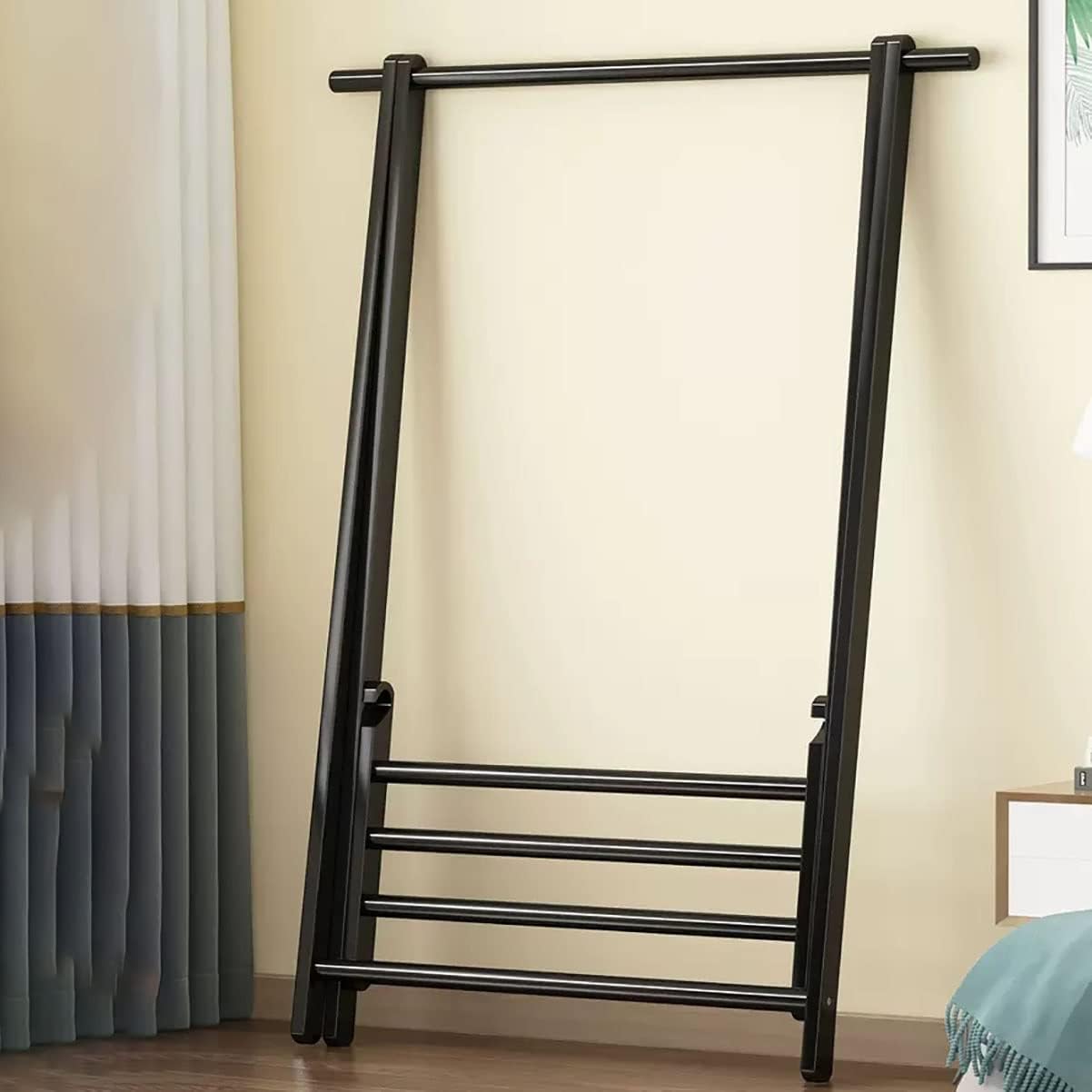 Bamboo Garment Rack, Foldable Hanging Clothes Rack, Space Saving Coat Stand, Storage Organizer Shelves