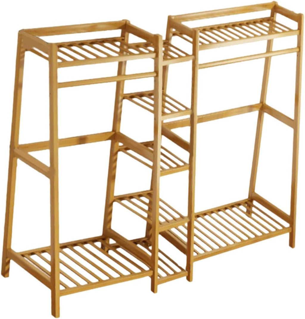 Clothing Rack for Hanging Clothes Shoe Storage Portable with Shelf Bamboo Garment Rack for Bedroom Living Room Home Skirts