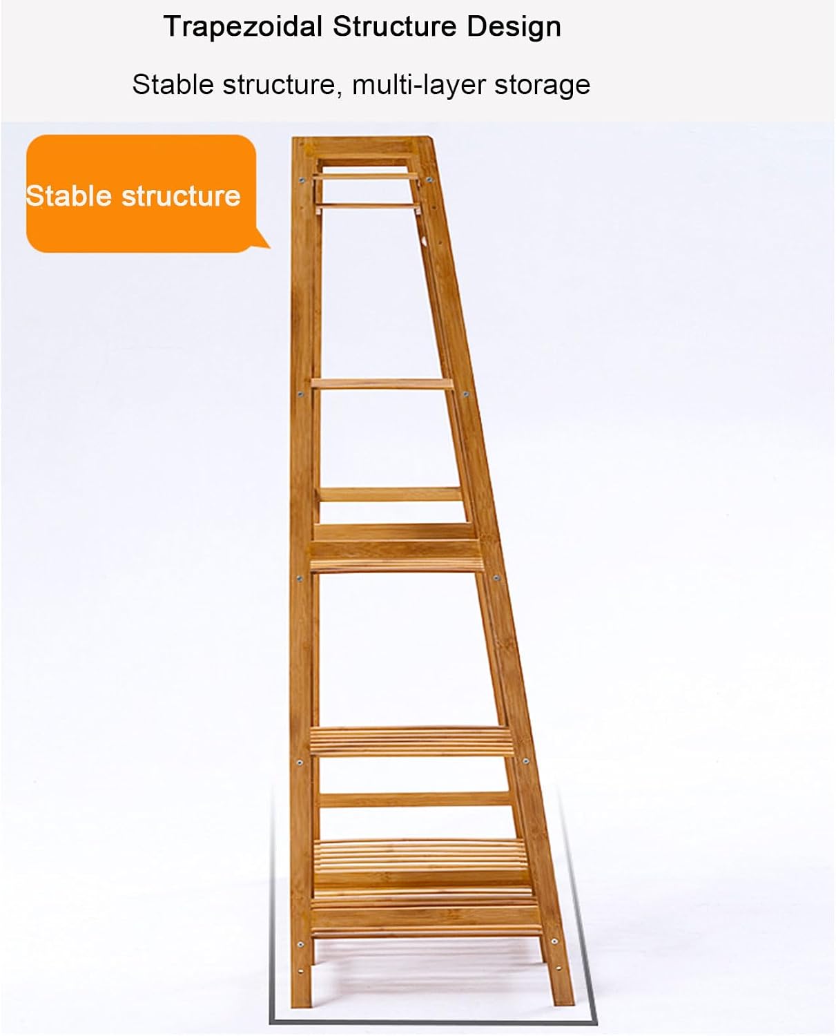 Bamboo Clothing Garment Rack Free Standing Clothes Coat Hanger Closet Organizer Multi-tiered Wardrobe Storage Shelves,Clothes Hanging Racks for Hall Living Room Bedroom Entryway,C,80cm