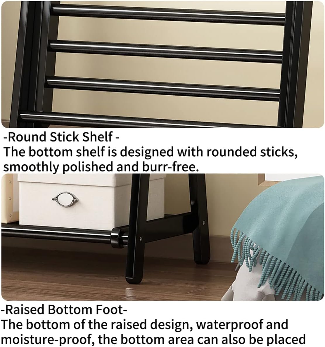 Bamboo Garment Rack, Foldable Hanging Clothes Rack, Space Saving Coat Stand, Storage Organizer Shelves