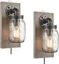 EUL Farmhouse Mason Jar Wall Sconces Hanging Wall Light, Plug-in Set of 2 2-Pack