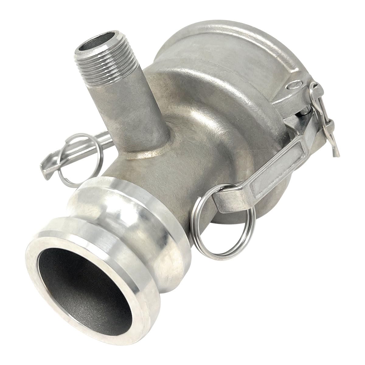 Gloxco Camlock Fitting, Type DA with 3/4' Pipe Tap, Stainless Steel, 3' Female Camlock Coupler x 2' Male Camlock Adapter, (CAM-3020-DAPT07-SS)