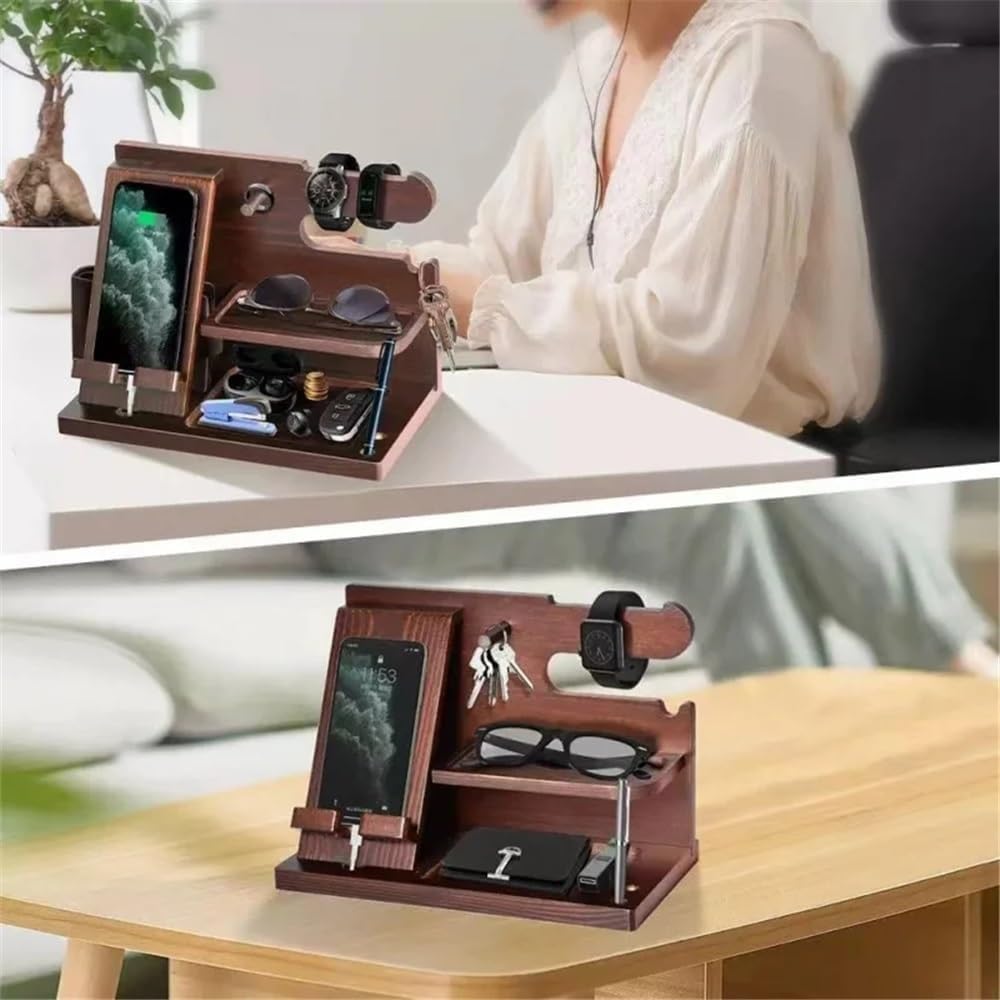 Eyeglasses Stand Solid Wood Phone Stand Multifunctional Desktop Organizer Hanging Rack for Watches, Glasses, Keys Accessories Eyewear Display Rack