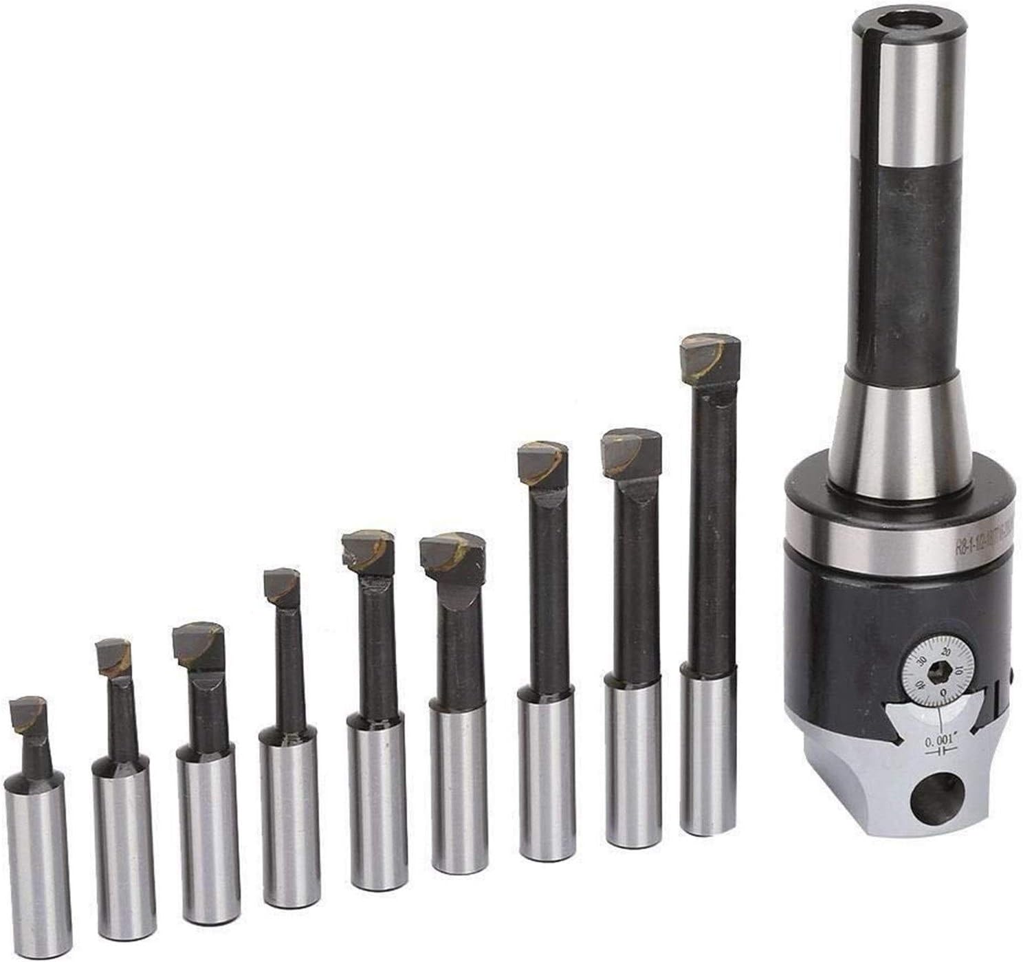 2 Boring Head R8 Shank Holder Boring Head Set with 1/2 Indexable Boring Bars 13 PCS Carbide Boring Head Tool Set,